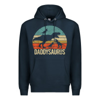 Navy daddy dinosaur daddysaurus 3 three kids xmas christmas gift t shirt Premium Hoodie - linhVisuals