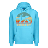 Ocean Blue daddy dinosaur daddysaurus 3 three kids xmas christmas gift t shirt Premium Hoodie - linhVisuals