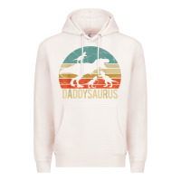 Pale Pink daddy dinosaur daddysaurus 3 three kids xmas christmas gift t shirt Premium Hoodie - linhVisuals