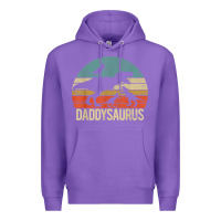 Purple daddy dinosaur daddysaurus 3 three kids xmas christmas gift t shirt Premium Hoodie - linhVisuals