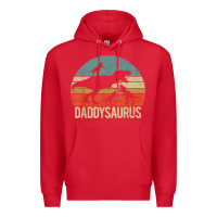 Red daddy dinosaur daddysaurus 3 three kids xmas christmas gift t shirt Premium Hoodie - linhVisuals
