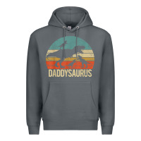 Rock daddy dinosaur daddysaurus 3 three kids xmas christmas gift t shirt Premium Hoodie - linhVisuals