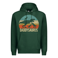 Sports Green daddy dinosaur daddysaurus 3 three kids xmas christmas gift t shirt Premium Hoodie - linhVisuals