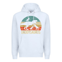 White daddy dinosaur daddysaurus 3 three kids xmas christmas gift t shirt Premium Hoodie - linhVisuals