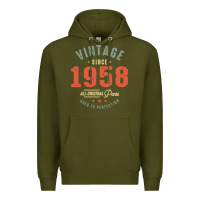 Army Green Vintage Since 1958 - 64th Birthday Retro Classic Premium Hoodie - linhVisuals