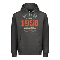 Charcoal Heather Vintage Since 1958 - 64th Birthday Retro Classic Premium Hoodie - linhVisuals
