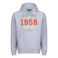 Heather Grey Vintage Since 1958 - 64th Birthday Retro Classic Premium Hoodie - linhVisuals