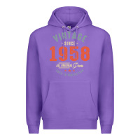 Purple Vintage Since 1958 - 64th Birthday Retro Classic Premium Hoodie - linhVisuals