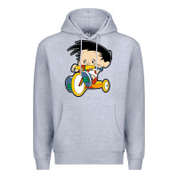 Heather Grey bobby on his bike   bobbys world Premium Hoodie - linhVisuals