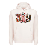 Pale Pink joy with pig Premium Hoodie - RanaPortraitStore