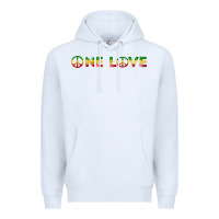 White one love rasta reggae music rastafarian lover jamaica peace t shirt Premium Hoodie - linhVisuals