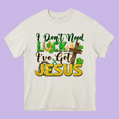I Don't Need Luck I've Got Jesus Heavy Core Tee Designed By Fadigitalartstudio