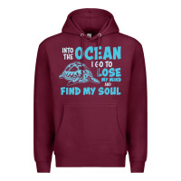 Burgundy into the ocean i go to find my soul Premium Hoodie - linhVisuals