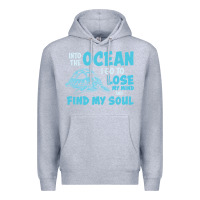 Heather Grey into the ocean i go to find my soul Premium Hoodie - linhVisuals