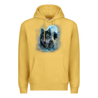 Antique Gold t shirt, grey wolf hunting ground, icy moon, forest, galaxy Premium Hoodie - linhVisuals