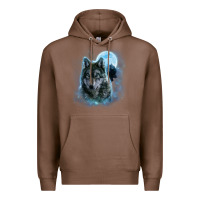 Chestnut t shirt, grey wolf hunting ground, icy moon, forest, galaxy Premium Hoodie - linhVisuals