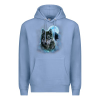 Colony Blue t shirt, grey wolf hunting ground, icy moon, forest, galaxy Premium Hoodie - linhVisuals