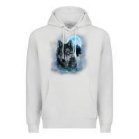 Dove Grey t shirt, grey wolf hunting ground, icy moon, forest, galaxy Premium Hoodie - linhVisuals