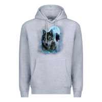 Heather Grey t shirt, grey wolf hunting ground, icy moon, forest, galaxy Premium Hoodie - linhVisuals