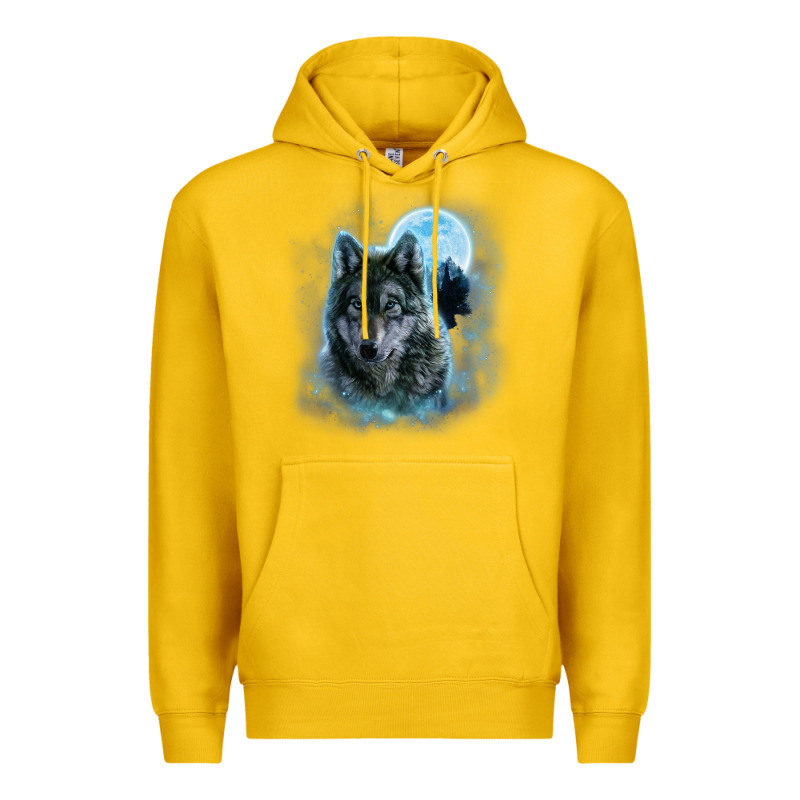 T Shirt, Grey Wolf Hunting Ground, Icy Moon, Forest, Galaxy Premium Hoodie by linhVisuals | Teevron
