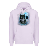 Lilac t shirt, grey wolf hunting ground, icy moon, forest, galaxy Premium Hoodie - linhVisuals