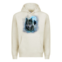 Oatmeal Heather t shirt, grey wolf hunting ground, icy moon, forest, galaxy Premium Hoodie - linhVisuals