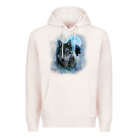 Pale Pink t shirt, grey wolf hunting ground, icy moon, forest, galaxy Premium Hoodie - linhVisuals
