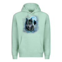 Seafoam t shirt, grey wolf hunting ground, icy moon, forest, galaxy Premium Hoodie - linhVisuals