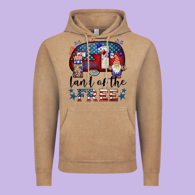 Land Of The Free Caravan Gnomies Vintage Hoodie Designed By Barkaloodesign