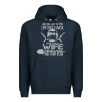 Navy mess with my wife and they Premium Hoodie - linhVisuals