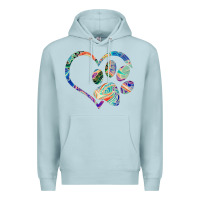 Blue Mist dog paw print tie dye rainbow dog lover rescue retro 70s t shirt Premium Hoodie - linhVisuals