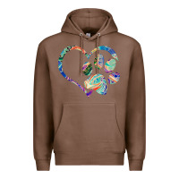 Chestnut dog paw print tie dye rainbow dog lover rescue retro 70s t shirt Premium Hoodie - linhVisuals