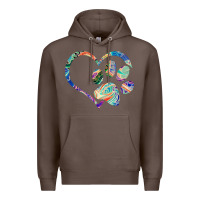 Coffee dog paw print tie dye rainbow dog lover rescue retro 70s t shirt Premium Hoodie - linhVisuals