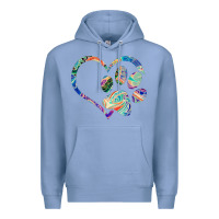 Colony Blue dog paw print tie dye rainbow dog lover rescue retro 70s t shirt Premium Hoodie - linhVisuals