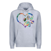 Heather Grey dog paw print tie dye rainbow dog lover rescue retro 70s t shirt Premium Hoodie - linhVisuals