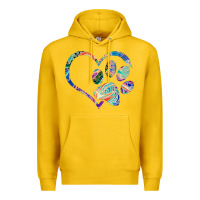Lemon dog paw print tie dye rainbow dog lover rescue retro 70s t shirt Premium Hoodie - linhVisuals
