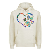 Oatmeal Heather dog paw print tie dye rainbow dog lover rescue retro 70s t shirt Premium Hoodie - linhVisuals