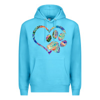 Ocean Blue dog paw print tie dye rainbow dog lover rescue retro 70s t shirt Premium Hoodie - linhVisuals