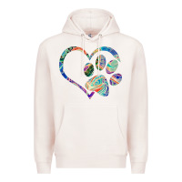 Pale Pink dog paw print tie dye rainbow dog lover rescue retro 70s t shirt Premium Hoodie - linhVisuals