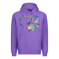 Purple dog paw print tie dye rainbow dog lover rescue retro 70s t shirt Premium Hoodie - linhVisuals