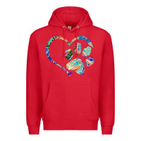 Red dog paw print tie dye rainbow dog lover rescue retro 70s t shirt Premium Hoodie - linhVisuals