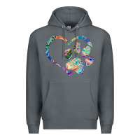 Rock dog paw print tie dye rainbow dog lover rescue retro 70s t shirt Premium Hoodie - linhVisuals