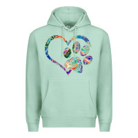 Seafoam dog paw print tie dye rainbow dog lover rescue retro 70s t shirt Premium Hoodie - linhVisuals
