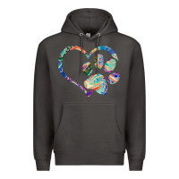 Smoke dog paw print tie dye rainbow dog lover rescue retro 70s t shirt Premium Hoodie - linhVisuals