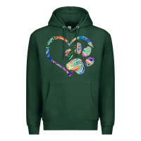 Sports Green dog paw print tie dye rainbow dog lover rescue retro 70s t shirt Premium Hoodie - linhVisuals