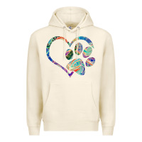 Tofu dog paw print tie dye rainbow dog lover rescue retro 70s t shirt Premium Hoodie - linhVisuals