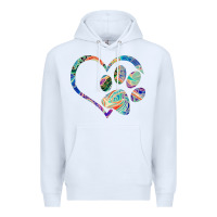 White dog paw print tie dye rainbow dog lover rescue retro 70s t shirt Premium Hoodie - linhVisuals