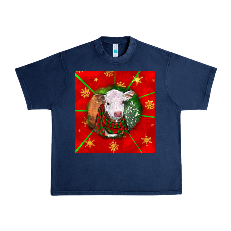 Christmas Hereford Calf Urban Heavy Tee by LillyAllenDesigns | Teevron