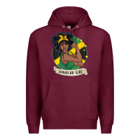 Burgundy jamaican black woman t shirt jamaica afro girl pride Premium Hoodie - linhVisuals