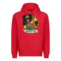 Red jamaican black woman t shirt jamaica afro girl pride Premium Hoodie - linhVisuals